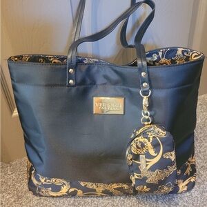 Authentic Versace Perfumes Black and Gold Tote with Pouch